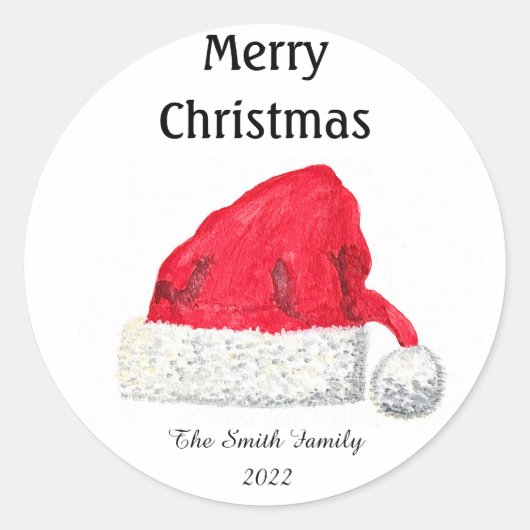 Santa Hat Cute Winter Kerstretro  Ronde Sticker (Voorkant)