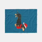 Santa Hat Dachshund Christmas Funny Cute Dog Mom Fleece Deken (Voorkant (Horizontaal))