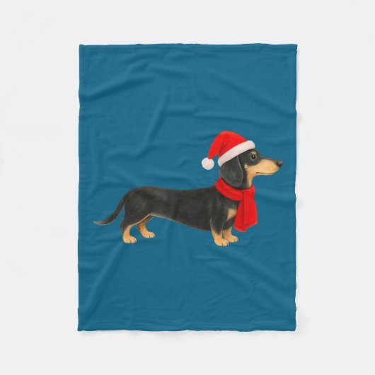 Santa Hat Dachshund Christmas Funny Cute Dog Mom Fleece Deken (Voorkant)