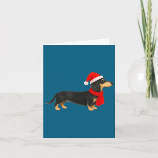 Santa Hat Dachshund Christmas Funny Cute Dog Mom  Kaart (Voorkant)