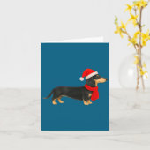 Santa Hat Dachshund Christmas Funny Cute Dog Mom  Kaart (Gele Bloem)