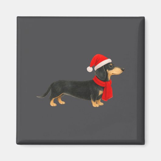 Santa Hat Dachshund Christmas Funny Cute Dog Mom  Magneet (Voorkant)