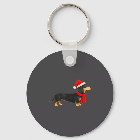Santa Hat Dachshund Christmas Funny Cute Dog Mom  Sleutelhanger (Voorkant)