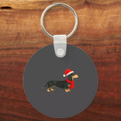 Santa Hat Dachshund Christmas Funny Cute Dog Mom  Sleutelhanger (Voorkant)