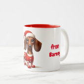 Santa Hat Dachshund Tweekleurige Koffiemok (Voorkant rechts)