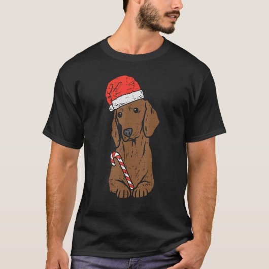 Santa Hat Dachshund Wiener Dog Christmas Xmas Men T-shirt (Voorkant)