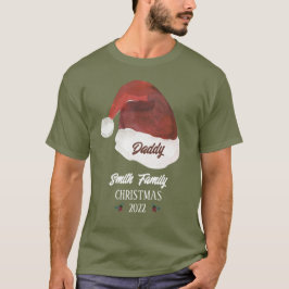 Santa Hat Dad Family Monogram Kerstmis T-shirt