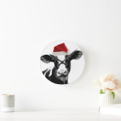 Santa Hat Dairy Cow Ronde Klok (Huis)