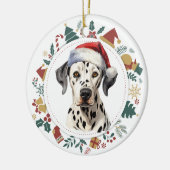 Santa Hat Dalmatische Hond Kerstmis Afbeeldingen K Keramisch Ornament (Links)