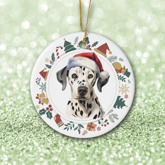 Santa Hat Dalmatische Hond Kerstmis Afbeeldingen K Keramisch Ornament