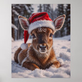 Santa Hat Deer Poster (Voorkant)