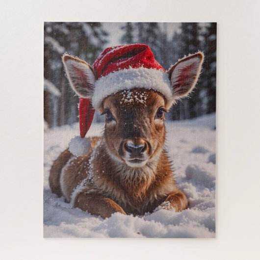 Santa Hat Deer Puzzel (Verticaal)