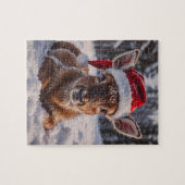 Santa Hat Deer Puzzel Legpuzzel (Horizontaal)