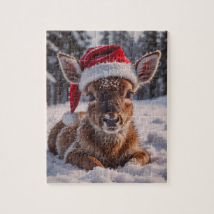 Santa Hat Deer Puzzel Legpuzzel