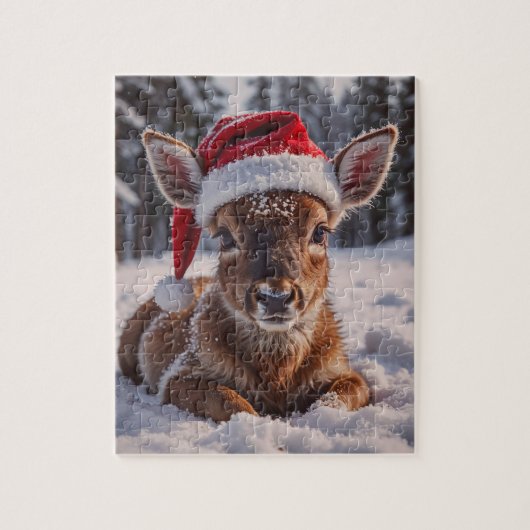 Santa Hat Deer Puzzel Legpuzzel (Verticaal)
