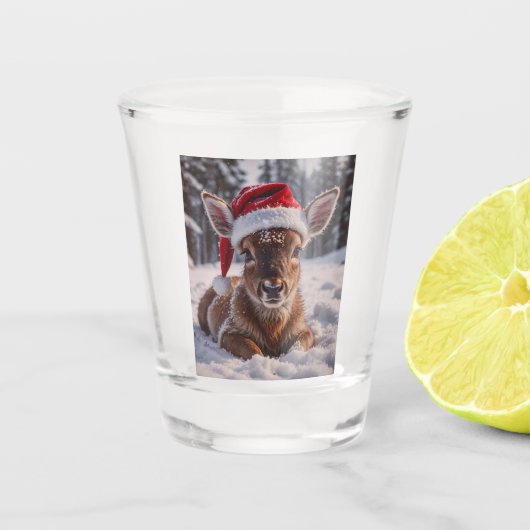 Santa Hat Deer Shot Glass Glas (Voorkant)