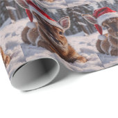 Santa Hat Deer Wrapping Paper Cadeaupapier (Rol Hoek)