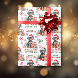 Santa Hat Doberman Pinscher Puppy Kerstmis Cadeaupapier