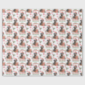 Santa Hat Doberman Pinscher Puppy Kerstmis Cadeaupapier (Vlak)