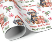 Santa Hat Doberman Pinscher Puppy Kerstmis Cadeaupapier (Rol Hoek)