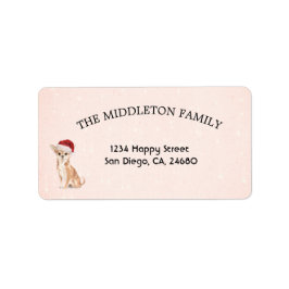 Santa Hat Dog Chihuahua Merry Kerstmis Etiket