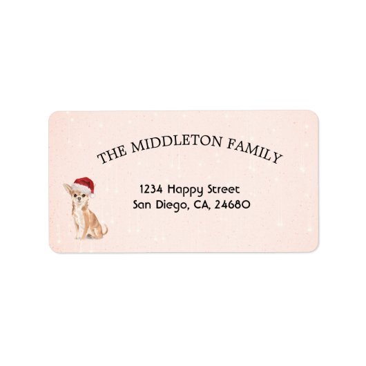 Santa Hat Dog Chihuahua Merry Kerstmis Etiket (Voorkant)
