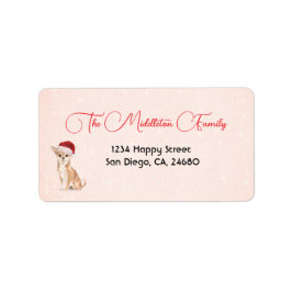 Santa Hat Dog Chihuahua Red Vrolijk Kerstfeest Etiket