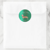 Santa Hat Dog Tan Tachshund Green Vrolijk Kerstfee Ronde Sticker (Tas)