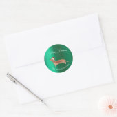 Santa Hat Dog Tan Tachshund Green Vrolijk Kerstfee Ronde Sticker (Envelop)
