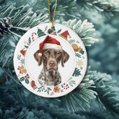 Santa Hat Duits Kortharige Pointer krans Keramisch Ornament