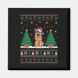 Santa Hat Duitse herder hond Xmas Tree Lights Ugl Magneet