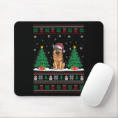 Santa Hat Duitse herder hond Xmas Tree Lights Ugl Muismat (Met muis)