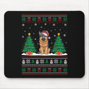 Santa Hat Duitse herder hond Xmas Tree Lights Ugl Muismat