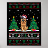 Santa Hat Duitse herder hond Xmas Tree Lights Ugl Poster (Voorkant)