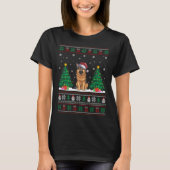 Santa Hat Duitse herder hond Xmas Tree Lights Ugl T-shirt (Voorkant)