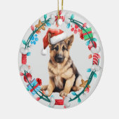 Santa Hat Duitse Herder Puppy Botkrans Keramisch Ornament (Links)