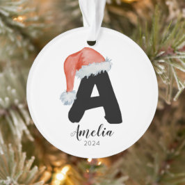 Santa Hat Eenvoudige  letter A Christmas Ornament