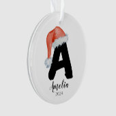 Santa Hat Eenvoudige  letter A Christmas Ornament (voorkant)