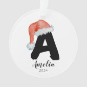 Santa Hat Eenvoudige  letter A Christmas Ornament (voorkant)