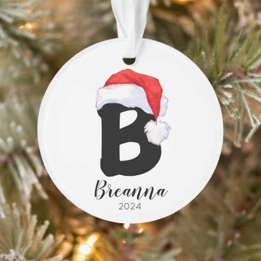 Santa Hat Eenvoudige letter B Kerst Ornament (Boom)
