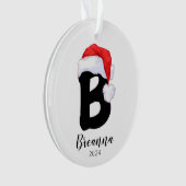 Santa Hat Eenvoudige letter B Kerst Ornament (voorkant)
