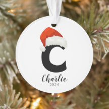 Santa Hat Eenvoudige  letter C Kerst