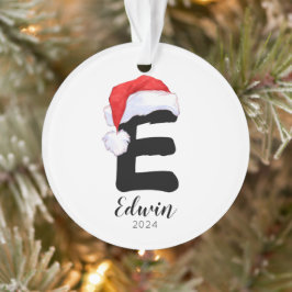 Santa Hat Eenvoudige  letter E Kerst Ornament