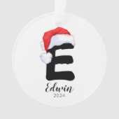 Santa Hat Eenvoudige letter E Kerst Ornament (voorkant)