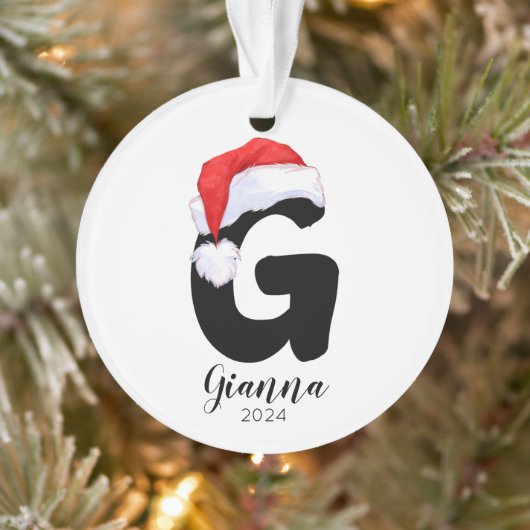 Santa Hat Eenvoudige  letter G Kerst Ornament (Boom)