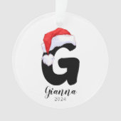 Santa Hat Eenvoudige  letter G Kerst Ornament (voorkant)