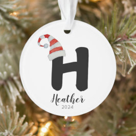 Santa Hat Eenvoudige  letter H Kerst Ornament