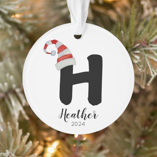 Santa Hat Eenvoudige  letter H Kerst Ornament (Boom)