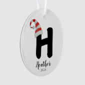Santa Hat Eenvoudige  letter H Kerst Ornament (voorkant)