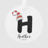 Santa Hat Eenvoudige  letter H Kerst Ornament (voorkant)